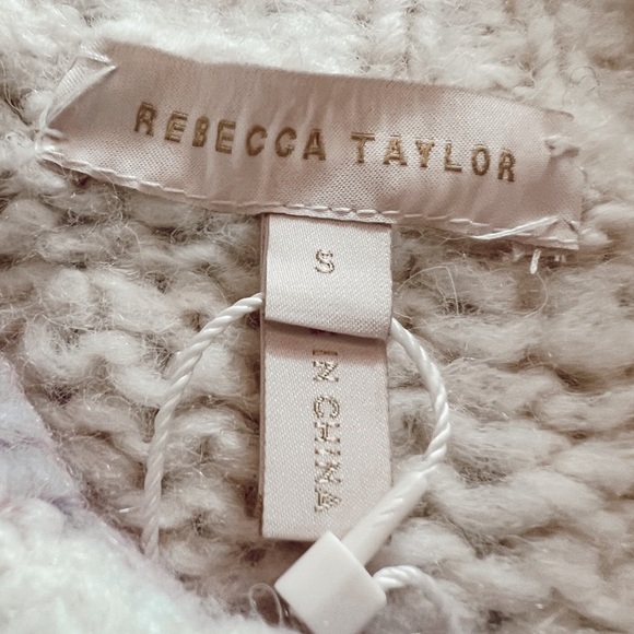 Rebecca Taylor Fluffy Stripe Cream Pink Blue and Brown Sweater Size Small - Picture 6 of 8